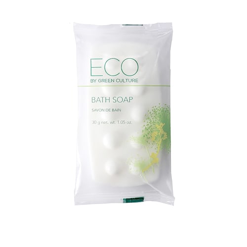 Jabón de Baño ECO by Green Culture, Forma Rectangular, Barra de Masaje, Envoltura Flujosa, 30g/1oz